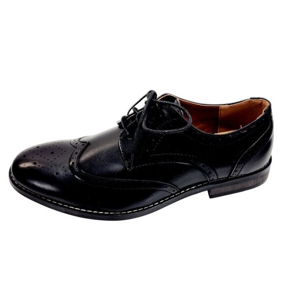 Mens Heez Black Leather Brogue Dress Shoes Size 11 New - Picture 9 of 14